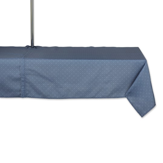 French Blue Tonal Lattice Print Outdoor Tablecloth With Zipper 60" x 84"